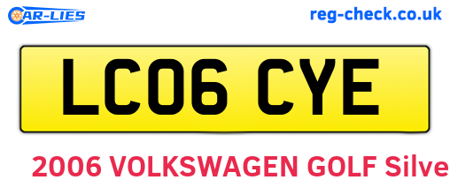 LC06CYE are the vehicle registration plates.