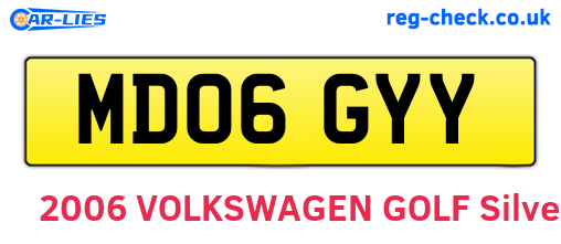 MD06GYY are the vehicle registration plates.