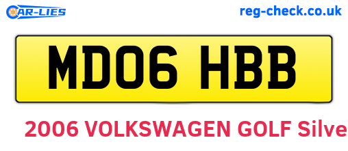 MD06HBB are the vehicle registration plates.