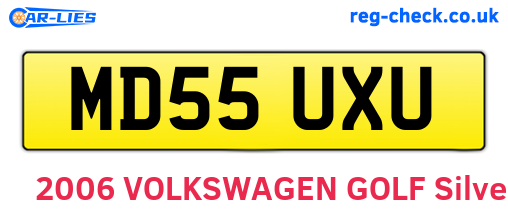 MD55UXU are the vehicle registration plates.
