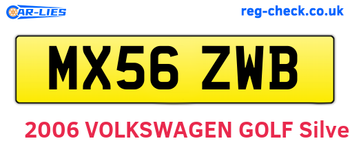 MX56ZWB are the vehicle registration plates.