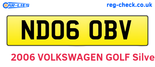 ND06OBV are the vehicle registration plates.