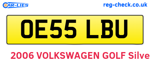 OE55LBU are the vehicle registration plates.