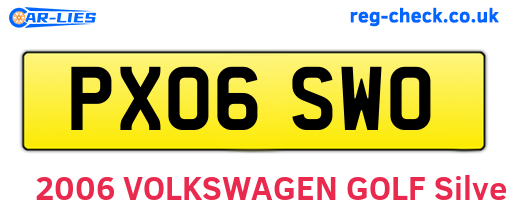 PX06SWO are the vehicle registration plates.