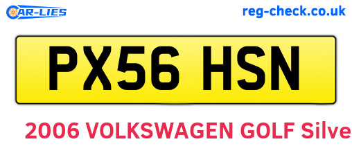 PX56HSN are the vehicle registration plates.