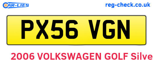 PX56VGN are the vehicle registration plates.