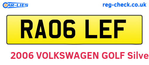 RA06LEF are the vehicle registration plates.