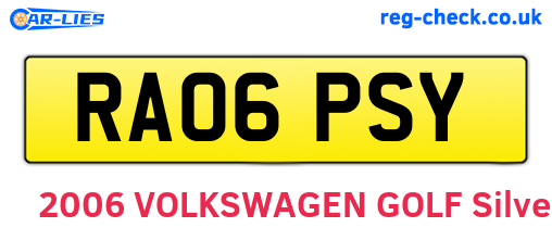 RA06PSY are the vehicle registration plates.