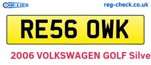 RE56OWK are the vehicle registration plates.