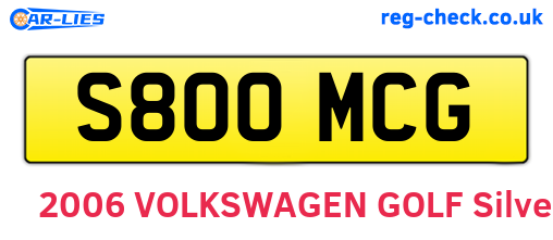 S800MCG are the vehicle registration plates.