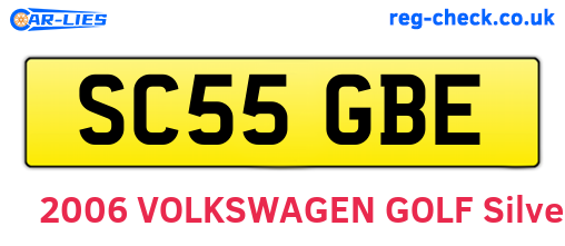 SC55GBE are the vehicle registration plates.