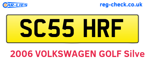 SC55HRF are the vehicle registration plates.