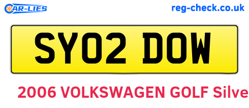 SY02DOW are the vehicle registration plates.