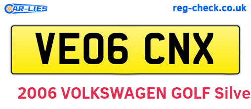 VE06CNX are the vehicle registration plates.