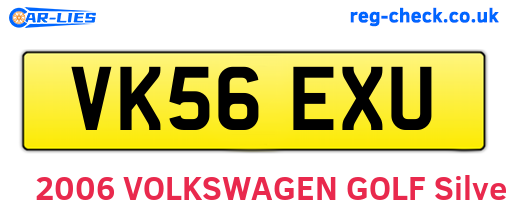 VK56EXU are the vehicle registration plates.