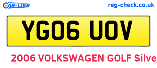 YG06UOV are the vehicle registration plates.