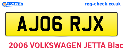 AJ06RJX are the vehicle registration plates.