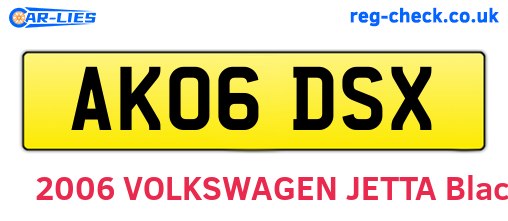 AK06DSX are the vehicle registration plates.