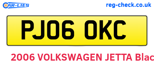 PJ06OKC are the vehicle registration plates.