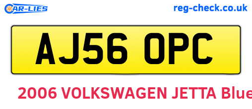 AJ56OPC are the vehicle registration plates.