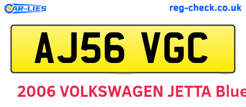 AJ56VGC are the vehicle registration plates.