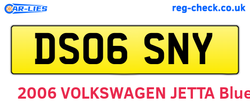 DS06SNY are the vehicle registration plates.