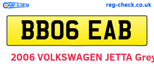 BB06EAB are the vehicle registration plates.