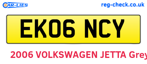 EK06NCY are the vehicle registration plates.