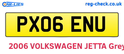 PX06ENU are the vehicle registration plates.