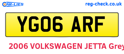 YG06ARF are the vehicle registration plates.