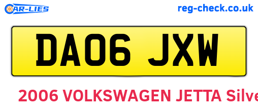 DA06JXW are the vehicle registration plates.