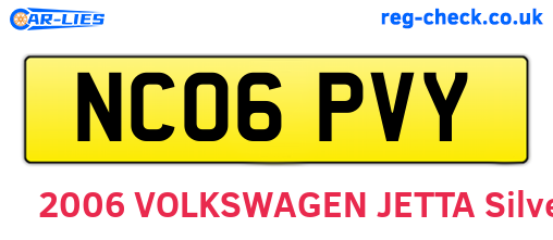 NC06PVY are the vehicle registration plates.