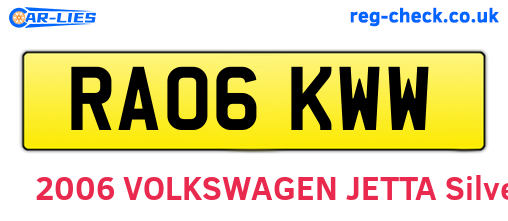 RA06KWW are the vehicle registration plates.
