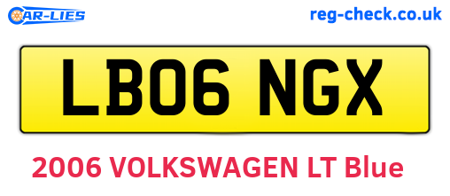 LB06NGX are the vehicle registration plates.