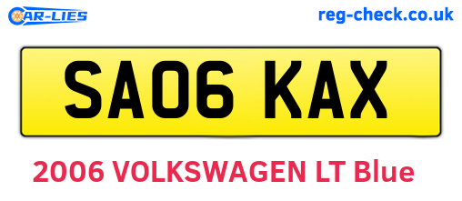 SA06KAX are the vehicle registration plates.