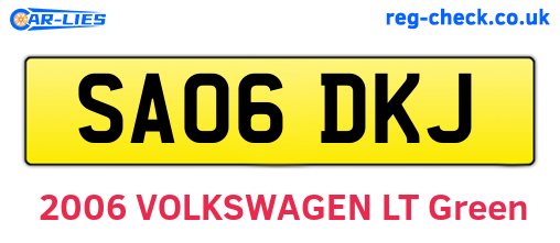SA06DKJ are the vehicle registration plates.