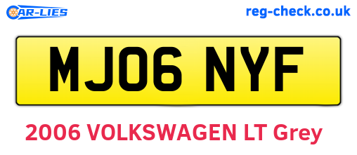 MJ06NYF are the vehicle registration plates.