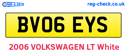 BV06EYS are the vehicle registration plates.