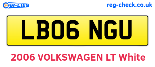 LB06NGU are the vehicle registration plates.