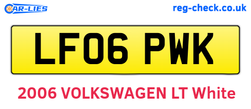 LF06PWK are the vehicle registration plates.