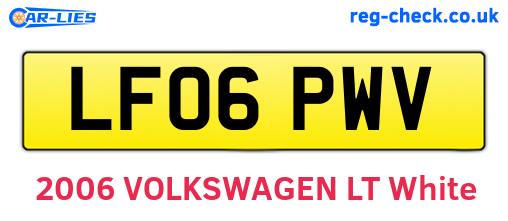 LF06PWV are the vehicle registration plates.
