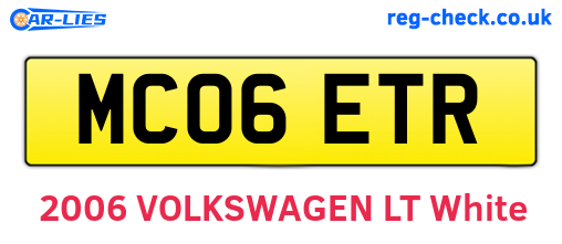 MC06ETR are the vehicle registration plates.
