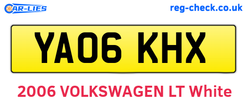 YA06KHX are the vehicle registration plates.