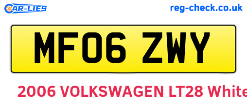 MF06ZWY are the vehicle registration plates.