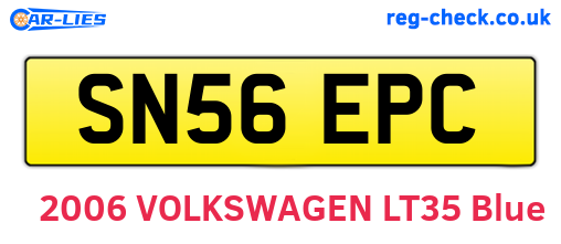 SN56EPC are the vehicle registration plates.