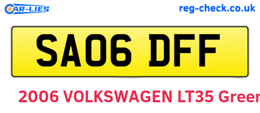 SA06DFF are the vehicle registration plates.