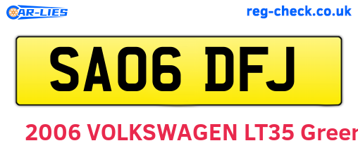 SA06DFJ are the vehicle registration plates.