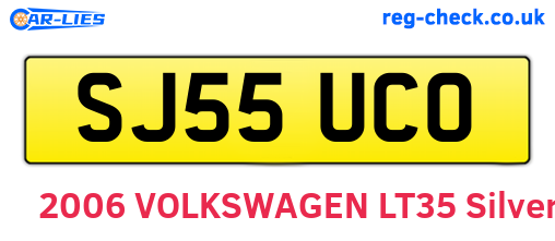 SJ55UCO are the vehicle registration plates.