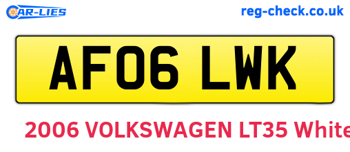AF06LWK are the vehicle registration plates.