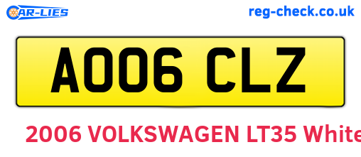 AO06CLZ are the vehicle registration plates.
